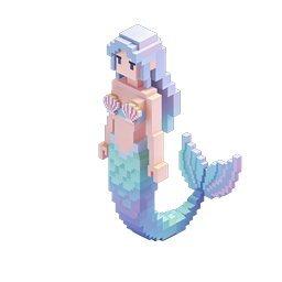 Icône isométrique de personnage sirène voxel - pixel art 3D