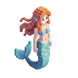 Personnage sirène voxel – icône en pixel art 3D