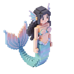 Personnage sirène voxel - Icône en pixel art 3D