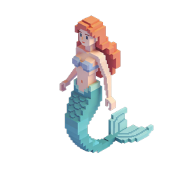 Voxel Mermaid 3D Pixel Art Character Icon