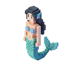 Icono 3D isométrico de personaje sirena voxel