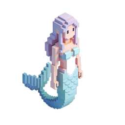 Icône de sirène voxel isométrique en pixel art 3D