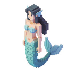 Icône sirène voxel 3D – personnage fantastique isométrique