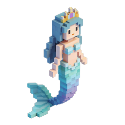 Voxel Mermaid Princess 3D Pixel Art Icon