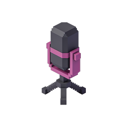 Voxel Microphone Icon | 3D Isometric Audio Recording