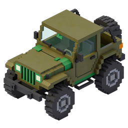 Icona 3D Pixel Art Jeep Militare Voxel