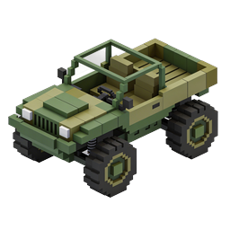 ボクセル軍用ジープアイコン - 3D ピクセルアート