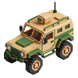 Jeep Militar Voxel - Icono de Vehículo Todoterreno 3D Pixel Art