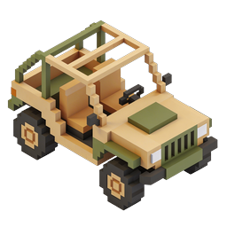 Icona 3D Jeep Militare Voxel - Veicolo Isometrico a Blocchi