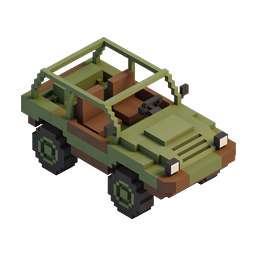 Icona 3D Jeep Militare Voxel - Veicolo Militare Isometrico