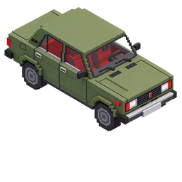 ไอคอนรถจี๊บทหารแบบ Voxel - ยานพาหนะพิกเซลอาร์ต 3D แบบ Isometric