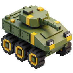Voxel Military Tank 3D Icon - Isometric Blocky Design
