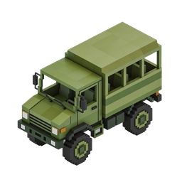 Voxel Military Truck Icon - 3D Isometric Military Vehicle