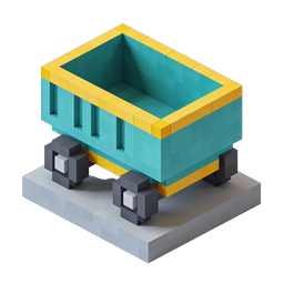 Isometric Voxel Minecart Icon for Games & Apps