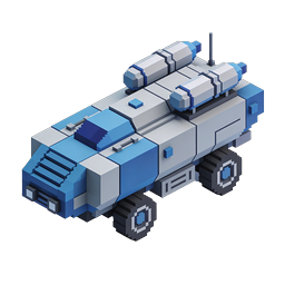 ミリタリーミサイルランチャー車両のボクセルアイコン | アイソメトリック3D