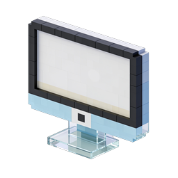 Voxel 3D Desktop Monitor Icon - Isometric Pixel Art Style