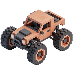 Voxel Monster Truck 3D Icon - Pixel Art Off-Road Vehicle