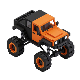 Voxel Monster Truck Icon - 3D Blocky Off-Road Vehicle