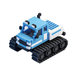 Voxel Monster Truck 3D Icon - Blue Blocky Off-Road Vehicle