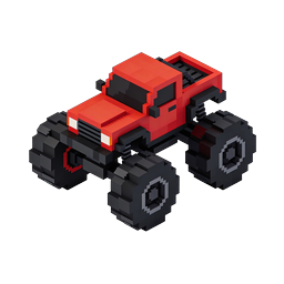 Voxel Monster Truck 3D Icon - Blocky Off-Road Vehicle