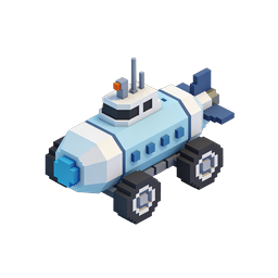Róver lunar voxel – icono 3D isométrico | Vehículo espacial