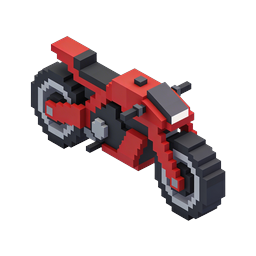 Voxel Motorcycle Icon - 3D Pixel Art Sport Bike