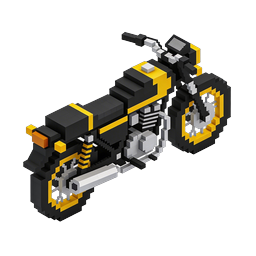 Voxel Motorcycle 3D Icon - Futuristic Blocky Bike Design