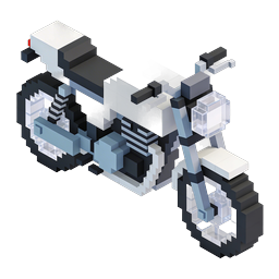 Voxel 3D Motorcycle Icon - Isometric Block Art Design