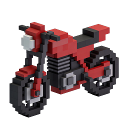3D Voxel Motorcycle Icon - Retro Pixel Art Style