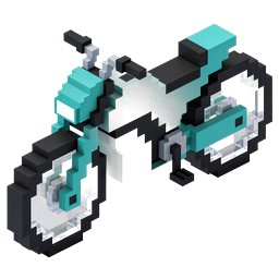 3D Voxel Motorcycle Icon - Teal Block Bike