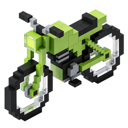 Icona 3D moto voxel - design a blocchi isometrico