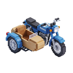 Voxel Motorcycle with Sidecar 3D Icon
