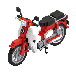 Voxel Motorcycle 3D Icon - Isometric Pixel Art