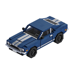 Voxel Muscle Car 3D Icon - Retro Pixel Art Vehicle