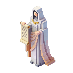 Voxel Nun Scholar with Scroll - Isometric 3D Icon