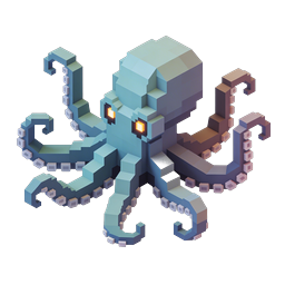 Voxel Octopus Isometric 3D Icon
