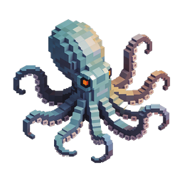 Voxel Octopus 3D Isometric Icon - Blocky Sea Creature