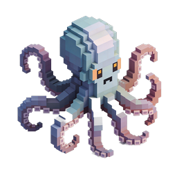 Voxel Octopus 3D Icon - Isometric Pixel Art