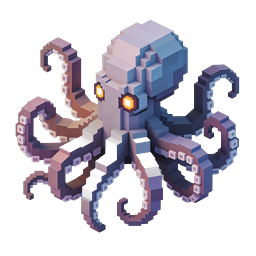 3D Voxel Octopus Icon - Pixel Art Sea Creature