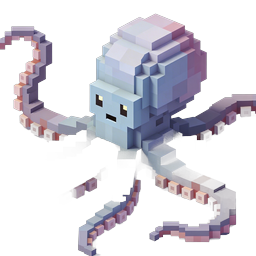 オーシャン&ゲームデザイン用 Voxel タコ 3D ブロックアイコン
