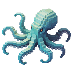 Icône de pieuvre voxel en pixel art 3D | Créature marine isométrique