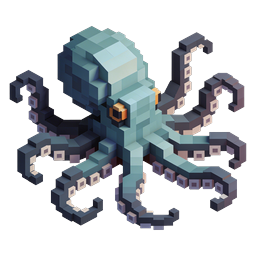 Voxel Octopus Icon - Isometric 3D Blocky Sea Creature