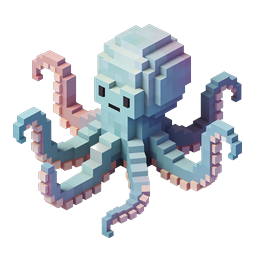 Adorable Voxel Octopus 3D Pixel Art Icon