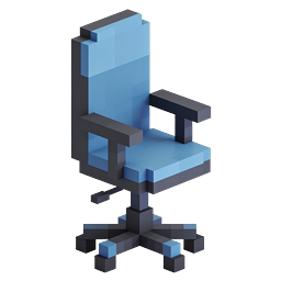 Voxel Office Chair 3D Isometric Icon - Blue Block Design