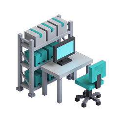 Voxel Office Workspace 3D Icon for Tech Projects