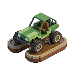 Ícone de Jeep Off-Road 3D Voxel - Estilo de blocos isométricos