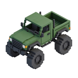 Icône de Jeep tout-terrain Voxel isométrique - 4x4 vert