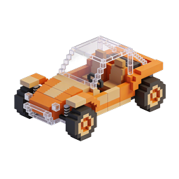 Voxel Orange Convertible Car Icon - 3D Isometric Pixel Art