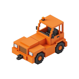 Isometric Orange Voxel Truck Icon - Pixel Art 3D