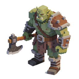Voxel Orc Warrior with Battle Axe 3D Character Icon